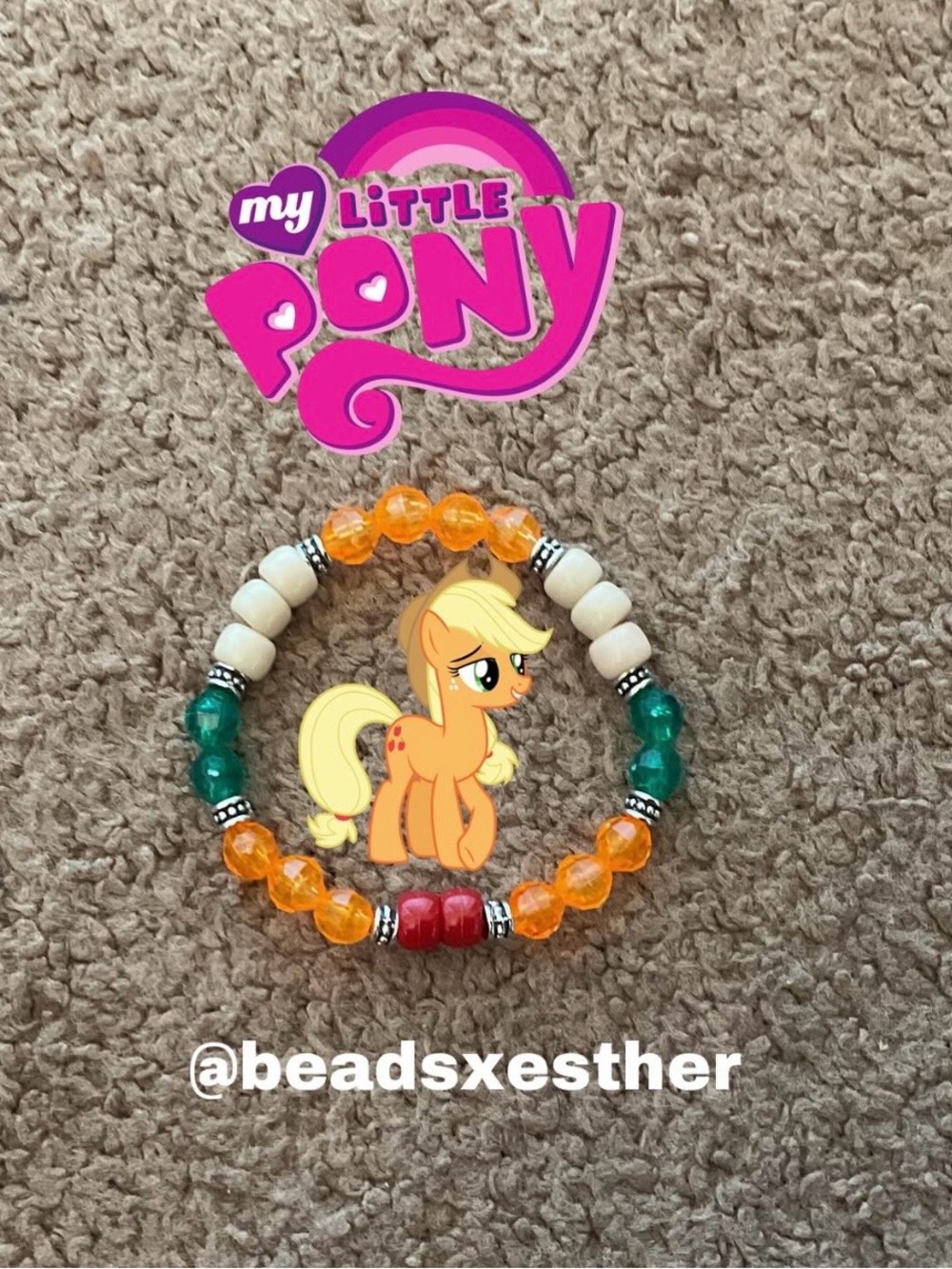 My Little Pony Applejack Beaded Bracelet - Orange, Green, Cream, Red